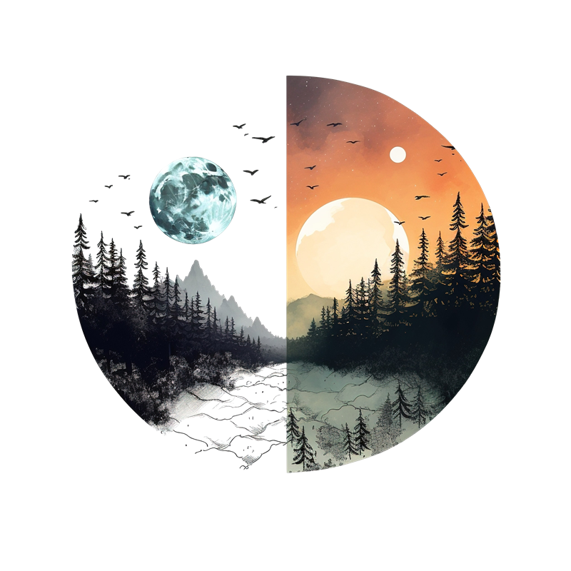 千庫網_白天和黑夜樹木山紋身_元素編號14162543.png